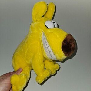 VTG Mother Goose & Grimm Yellow Dog Plush 9" Stuffed Animal Hook 24K 1987 Grimmy